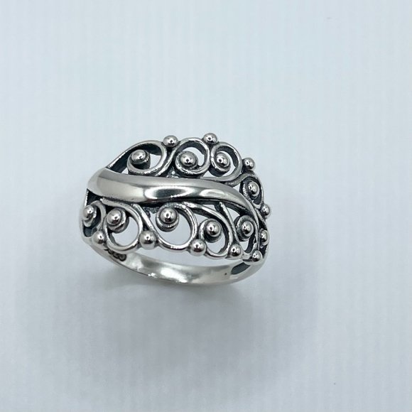 Large Swirl Leaf Bead Sterling Silver Ring, Leaf Ring, Swirl Ring, Silve Ring - Picture 11 of 12